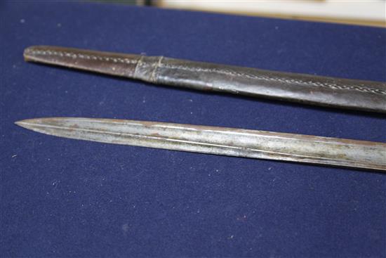 A 19th century silver mounted shasqua, probably Caucasian, sword 35in.